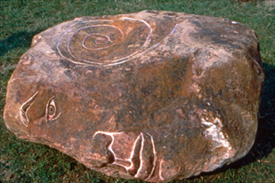 Iroquois Peacemaker — granite carving at the Seneca Reservation, upstate New York