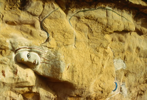 Woman with Great Wings of an Eagle — carving in the Egyptian desert